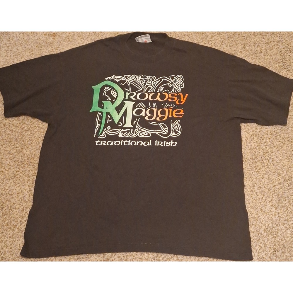 Lee Men's XL Black Cotton Graphic Print Irish Crew Neck Short Sleeve T-Shirt